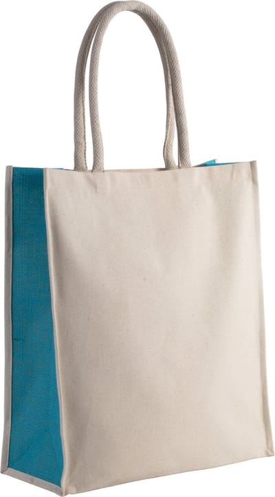 Kimood Shopper van katoen/jute - 23 L KI0253 - Natural / Turquoise - One size