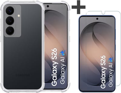 Hoesje met Screenprotector Geschikt voor Samsung Galaxy S26 Hoesje Siliconen Shockproof Case - Arara Backcover- Transparant