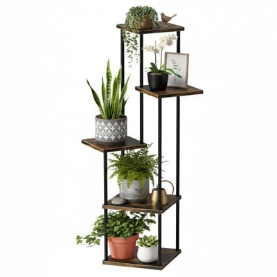 Janse® Bloempothouder 5 lagen - Plant etagère - Plantenstandaard - Woonaccessoires - Planten display - Plantenrek - Plantentrap - Bloemenrek - Plantenbak houder - Woondecoratie - Metalen rek voor plantjes en accessoires