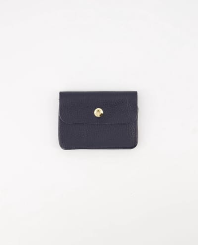 portemonneetje -klein- leer- donkerblauw- goudkleurig