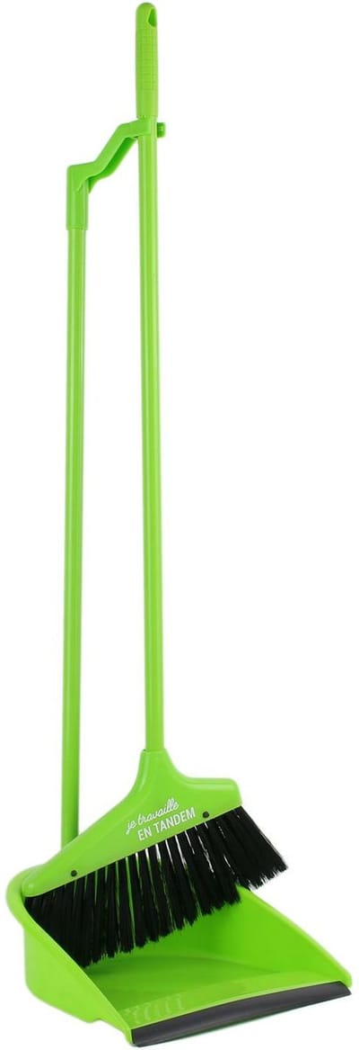 Home deco factory Stoffer en blik - lange steel - kunststof - groen - H81,5 cm - binnen en buiten