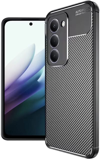 Techsuit Carbon Fiber Silicone Back Cover Hoesje geschikt voor Xiaomi Redmi 15 - Zwart