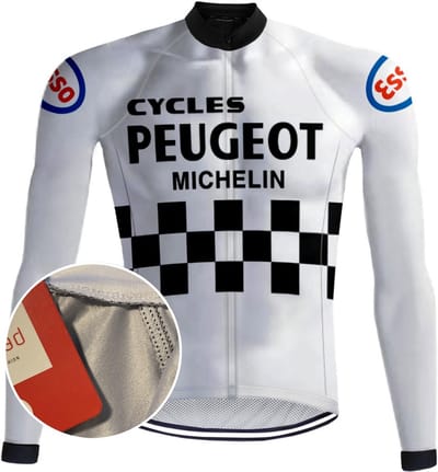 Retro Wielershirt lange mouwen Peugeot Wit - REDTED - S