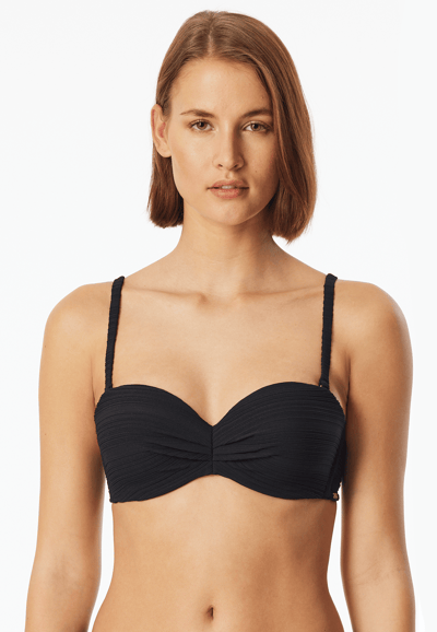 Bandeau-bikini-top met schaalvormig deel, zwart - aquablauw 36A