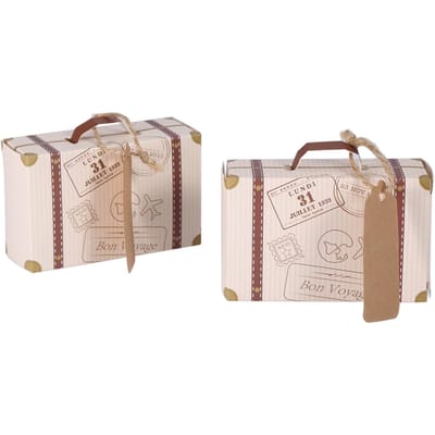 Set van 50 stuks originele mini-koffertjes, elegante draagbare kartonnen snoepdoosjes als geschenkverpakking voor bruiloft, feest of verjaardag.