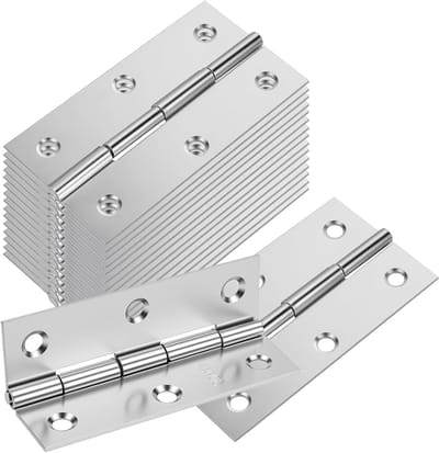 Dailygoods- Deurscharnieren 40 stuks - Roestvrij Stalen Scharnieren - 66 x 38 mm - Duurzame Constructie - Eenvoudige Installatie - 6-gaats Ontwerp