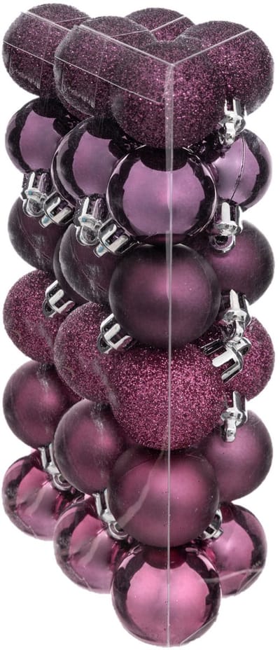 Atmosphera kerstballen - 36x stuks - framboos roze - kunststof - 3 cm