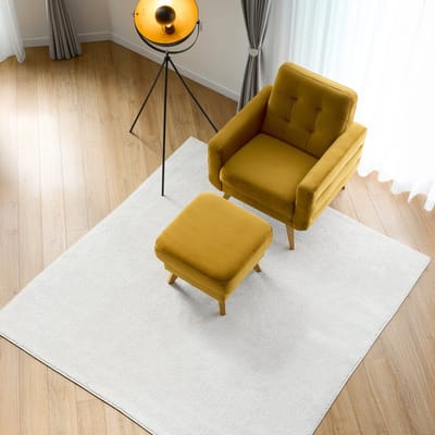 Tapiso Agra Square Vloerkleed Creme Hoogpolig Zacht Vierkant Tapijt Woonkamer Maat- 120x120