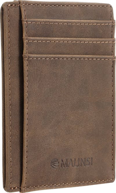 Malinsi® Pasjeshouder Mannen Bruin - Portefeuille heren uitschuifbaar - Portemonnee - Portemonnees Cadeau - Pasjeshouders