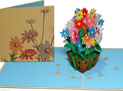Popcards popupkaarten – Verjaardagskaart Boeket Bloemen Madeliefjes Liefde Vriendschap Felicitatie Beterschap pop-up kaart 3D wenskaart