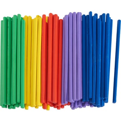 VBS XXL Bamboestokjes "Gekleurde" - 100 stuks, L 8 cm, Ø 0,35 cm