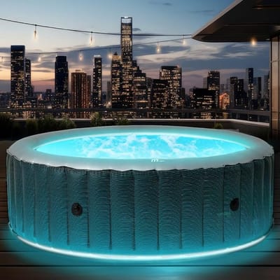 Opblaasbare Whirlpool 8 Personen Ø224 x 70 cm – 144 Massagejets, UVC Reiniging, Verwarming 40°C, Energiezuinig, Indoor & Outdoor Spa – Laura Bergen Ultimate Spa