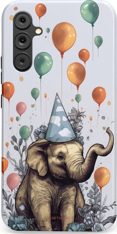 Casetastic Hoesje Geschikt voor Samsung A34 (5G) - Stijlvolle Beschermende Duo-layer Case - Olifant Verjaardag