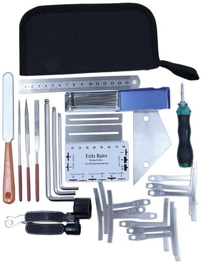 Dailygoods- Gitaar Setup Kit 25 Stuks - Inclusief Snaarliniaal/Zeskantsleutel - Vingerboard Guard/Radiustools - Fret Rocker/Nivellering - Handige Draagtas - Geschikt voor Akoestische/Electrische Gitaar - Gitaar Onderhoud Kit