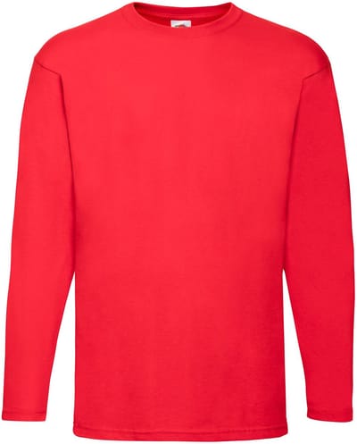 T-shirt Fruit Of The Loom Valueweight Rojo met lange mouwen - S