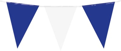 10 meter vlaggenlijn - Blauw/Wit - 15 vlaggen - Plastic voor binnen & buiten - 30 cm vlaggen - Herbruikbare slinger