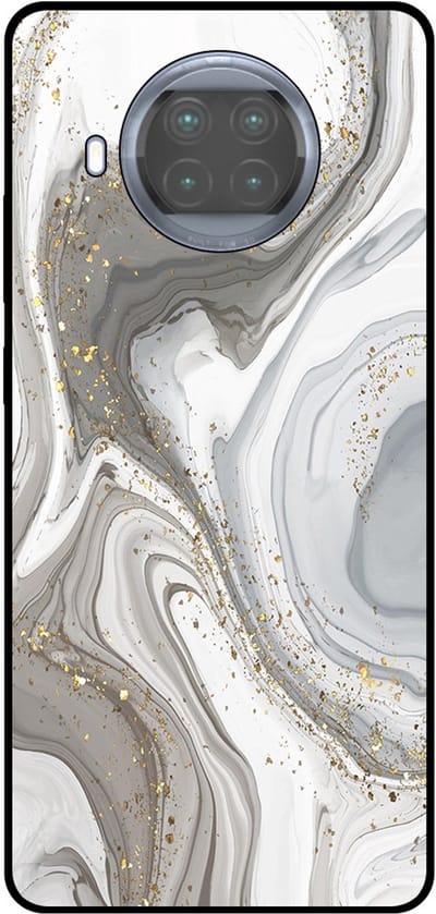 Smartphonica Telefoonhoesje Geschikt voor Xiaomi Mi 10T Lite met marmer opdruk - TPU backcover case marble design - Zilver geschikt voor Xiaomi Mi 10T Lite