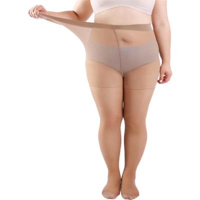 5 Paar Dames Plus Size 20D Fijne Panty Hoge Taille Nylon Panty Super Elastisch 4XL Grote Maat Voor Grote Dames 150kg/330lbs XXXL beige