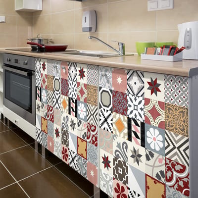 Meubeldecoratiestickers - 30 authentieke HURIVIA cementtegel meubelstickers - 30 stickers 20x20cm