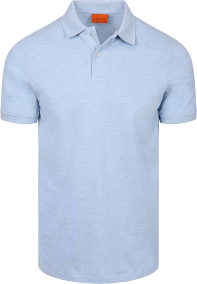 Suitable Poloshirt MEL Pique Sky Blue - Maat M - Heren - Polo shirt Heren met Korte mouw