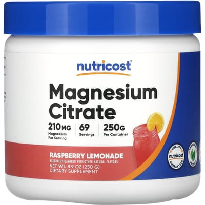 Nutricost, Citrate de magnésium, Limonade à la framboise, 250 g (8,9 onces)