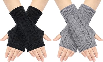 Handschoenen - Verwarmde Handschoenen - Vingerloze handschoenen - Vingerloze handschoenen dames - Handschoenen zonder vingertoppen - Handschoenen winter - Handschoenen met lange mouwen - Blijf warm - Geschikt voor vrouwen - Winter - 2 paar
