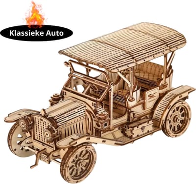 Livano Bouwpakket Hout - Kinderen - Volwassenen - Bouwpakketten Volwassenen - Boot - Houten Puzzel - 3D - Klassieke Auto