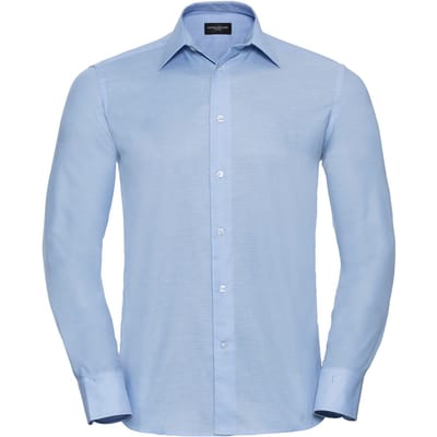 Russell Collection Heren Oxford Easy-Care Getailleerde Overhemd met Lange Mouwen (Oxford Blauw)