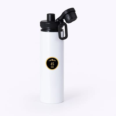 Hacebo® - 45 jaar waterfles met draaidop zwart - iemand die 45 jaar is geworden of 45 jaar lang een relatie hebben of getrouwd zijn - verjaardagscadeau - verjaardag - cadeau - kado - geschenk - gift - relatie - water fles - 850ML