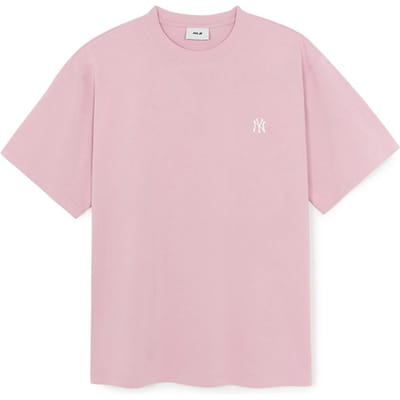 MLB New York Yankees Basic Serie SS25 100% Katoen Effen Kleur Casual Geborduurd Logo Bedrukt T-shirt met Korte Mouwen Unisex Tops 3ATSB6153-50PKM L white