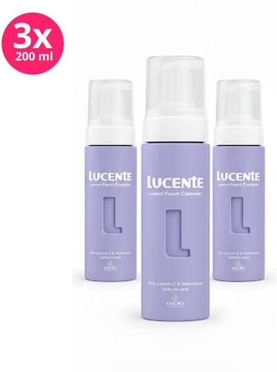Lucente Lumini Foam Cleanser Combideal – 3x 200 ml – SLS-vrije Milde Gezichtsreiniger – Voor Stralende en Egale Huid