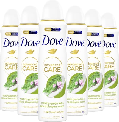 Dove - Anti-Transpirant Deodorant Spray - Advanced Care - Matcha & Sakura - 6 x 150 ml - Voordeelverpakking