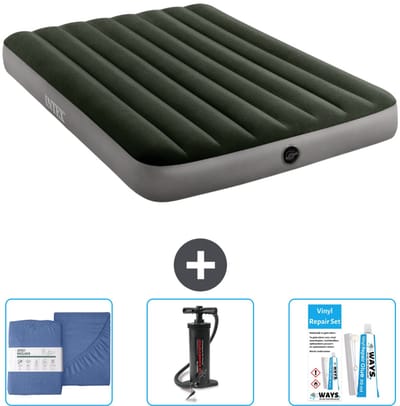 Intex Luchtbed - Twijfelaar - 137 x 191 x 25 cm - Groen - Inclusief Hoeslaken - Pomp en Reparatieset