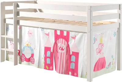 Vipack - Halfhoogslaper Charlotte met bedtent princess II - 90x200 - Wit