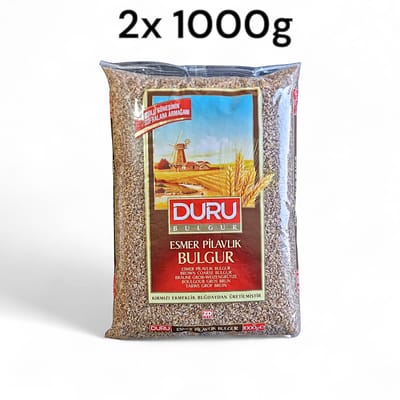 Duru Bruine Grove Bulgur Pilavlik – 2 x 1000 g | Volkoren Tarwebulgur | Gezond, Vezelrijk & Authentiek - Esmer Bulgur - Coarse Brown Bulgur | Whole Wheat Bulgur | Healthy, High-Fiber & Authentic