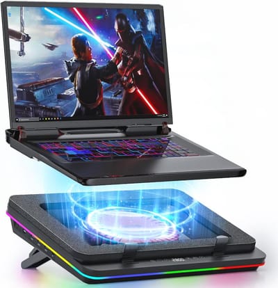 Laptop Koelpad met Gigantische Turboventilator en RGB Verlichting - Ideaal voor Gaming Laptops