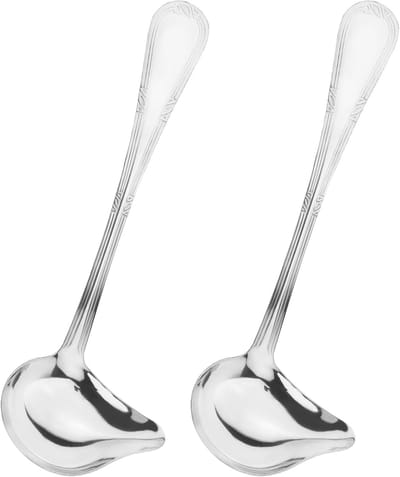 Juslepel Set van 2 - RVS Sauslepels met Schenktuit - 20 cm - Vaatwasserbestendig - Zilver