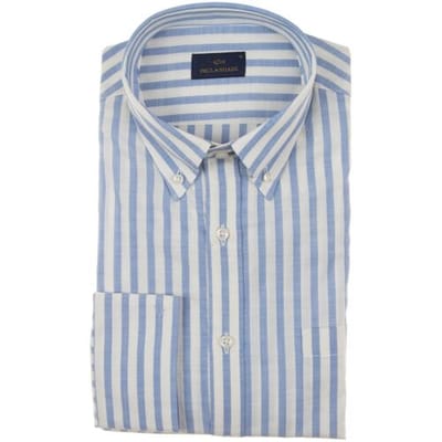 Paul & Shark Overhemd Cotton Poplin Linen Look Shirt Wit - Licht Blauw / male