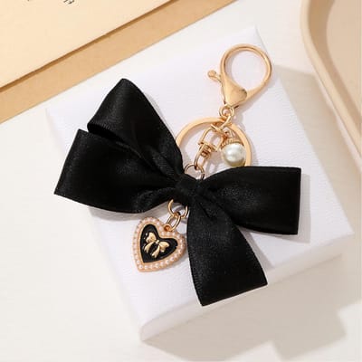 Imitatie Parel Sleutelhanger Zoete Mode Lint Strik Sleutelhanger Accessoires Metalen Gesp Dames Tas Bedels Beste Cadeaus Sieraden