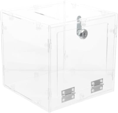 Transparante acryl donatiebox met slot voor evenementen, fondsenwerving en stemmingen, ideaal voor geldinzameling
