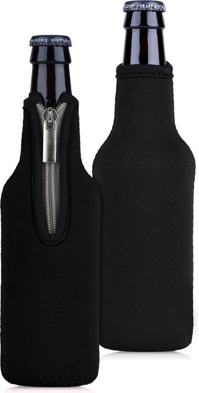 kwmobile 2 Flessenkoeler compatibel met 330ml fles - Voor bier en andere koude drankjes - Van geïsoleerd neopreen - Hoes voor fles in zwart.
