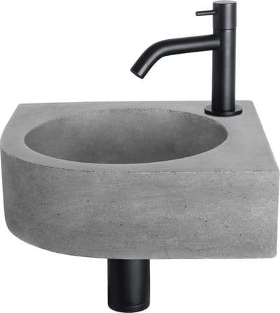 Differnz Cleo Fonteinset - 31.5x31.5x10cm - Kraan Gebogen Mat Zwart - Beton Donkergrijs