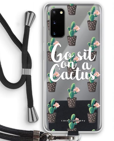 Case Company® - Hoesje met koord geschikt voor Samsung Galaxy S20 hoesje met Koord - Cactus quote - Telefoonhoesje met Zwart Koord - Bescherming aan alle Kanten en Over de Schermrand