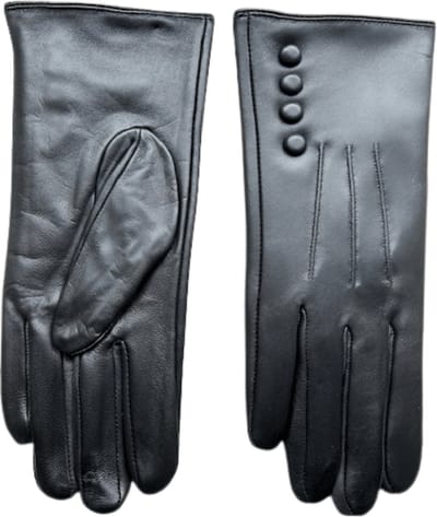 Leren handschoenen dames - Handschoenen dames winter - Winddicht en waterafstotend - Glacé knoop - Maat L/XL