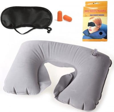 Jumada's - 3-in-1 Reiskussen-Set - Opblaasbaar nekkussen, slaapmasker en oordoppen
