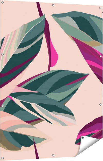 Gards Tuinposter Bloem Bladeren - Bloemen - Abstract - 90x120 cm - Tuindoek - Tuindecoratie - Wanddecoratie buiten - Tuinschilderij