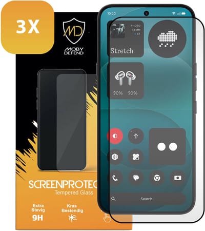 3-Pack MobyDefend Screenprotectors - Geschikt voor Nothing Phone (4a) Pro - Screensavers Met Zwarte Randen - Gehard Glas