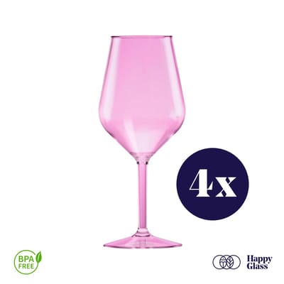 HappyGlass Lady Abigail plastic wijnglazen – Set van 4 kunststof herbruikbare wijnglazen – 47cl – Pretty pink – BPA-vrij Tritan - Limited Edition