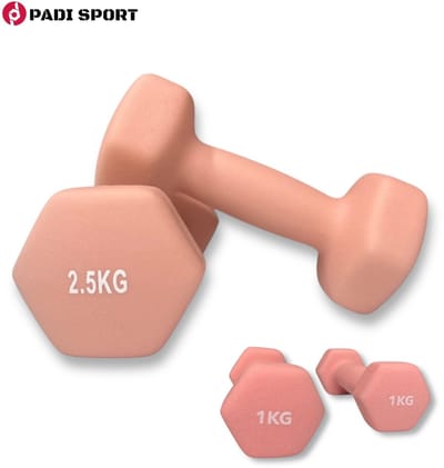Padisport dumbells roze 1 en 2,5 kg - gewichten set halters - gewichten set - gewichten set dumbbell - dumbells set - dumbbells - halters - dumbell - fitness gewichten - Gewichten - dumbellset - gewichtjes set - sport gewichten voor thuis