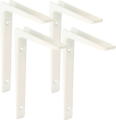 AMIG Plankdrager/planksteun - 4x - aluminium - gelakt wit - H150 x B100 mm - boekenplank steunen